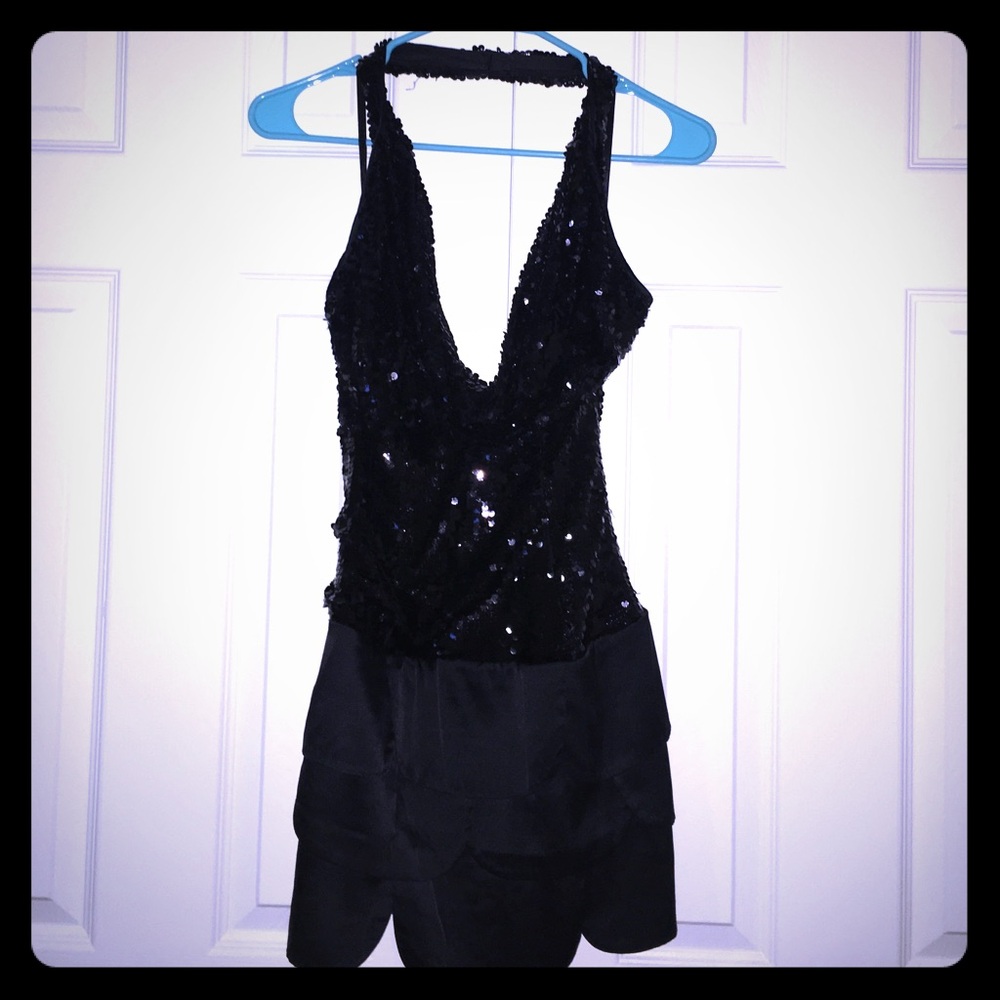 bebe Black Sequin Mini Dress